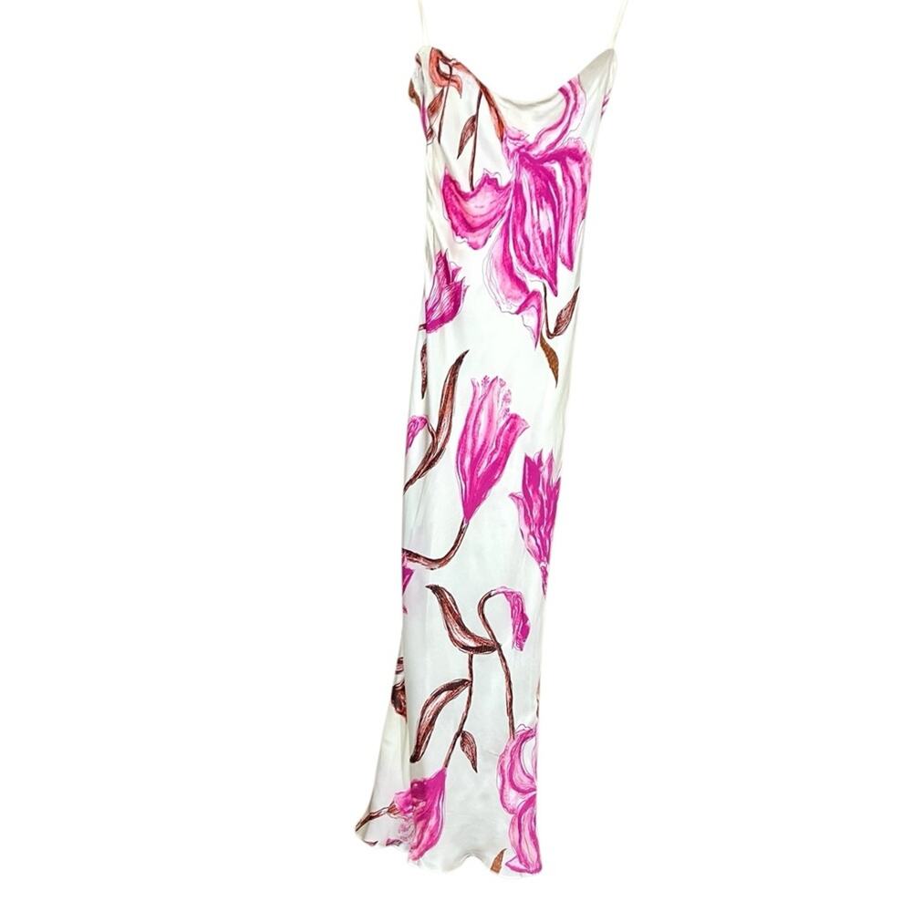 NWT Rococo Sand Grace Strapless Satin Maxi Dress White and Pink Floral L - Picture 5 of 8